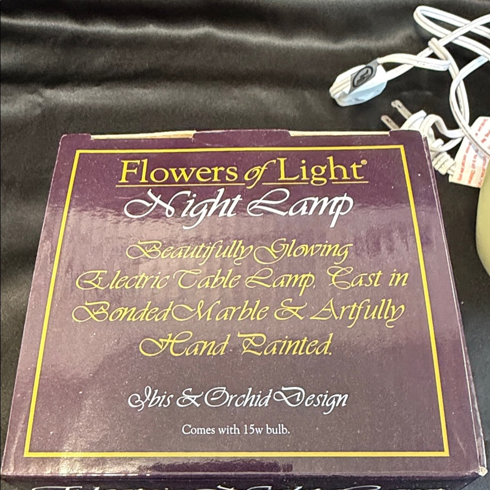 Flowers of Light Hand Painted Bonded Marble Electric Blue Hydrangea Night Lamp - Picture 8 of 10